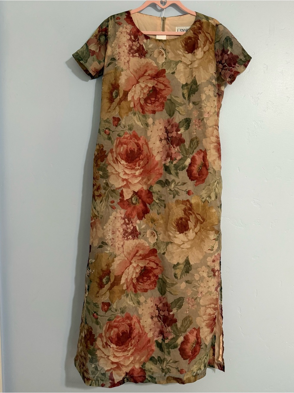 Vintage 90s Y2K Rose Floral Maxi Dress Whimsygoth Romantic
